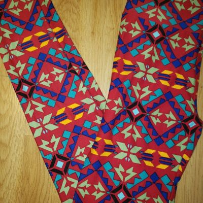 Lularoe OS Leggings Red Aztec style